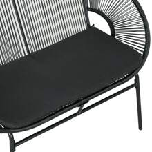 Outsunny Silla Acapulco de 2 Plazas Silla de Jardín con Reposabrazos Cojines y Marco de Acero Carga 260 kg para Balcón Terraza Patio 132x72x83 cm Negro - Negro - Ver 4