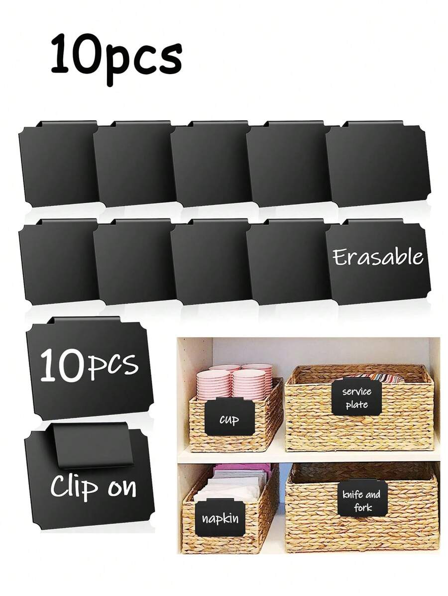 10pcs Basket Labels For Storage Bins,Removable Chalkboard Labels Clip