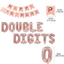 37 piezas Decoraciones para el 10° cumpleaños en rosa dorado para niñas, globos con dígitos dobles de 10, pancarta de feliz cumpleaños con globos de estrella dorada, globos de confeti para niñas de 10 años, Navidad - Rosa Pálido - Ver 3