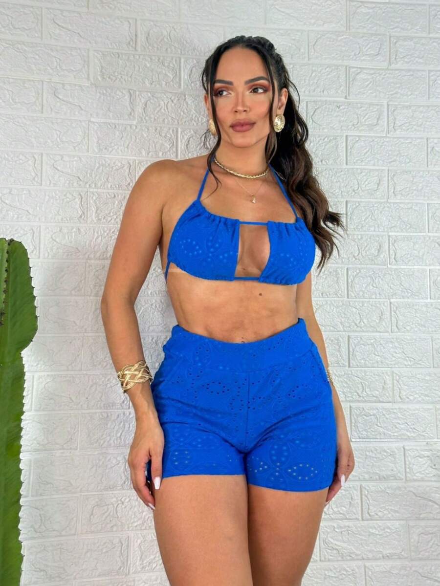 Women Two-Piece Outfits - 寶藍色 - 查看 1