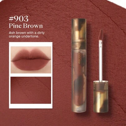 JOOCYEE 丰盈哑光唇彩 #V903 暖棕色，持久显色，质地细腻，舒适贴合双唇