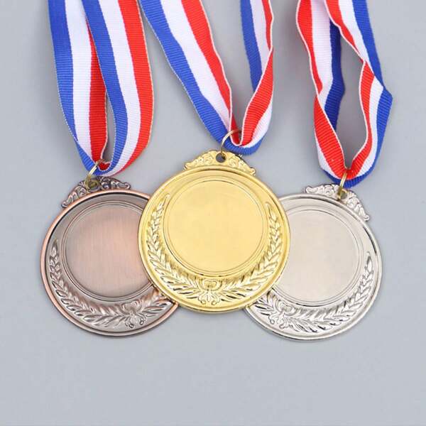 1 Peça Medalhas de Premiação Douradas com Fita, Prêmios para Vencedores de Competições Esportivas