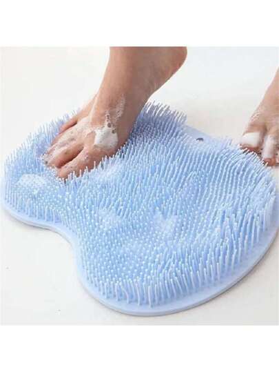 1pc Silicone Foot Scrubber Massage Mat For Shower, Exfoliating And Cleaning Feet, Bath Brush And Back Scrubber Home Bathroom Decor Fall Decor Back To School