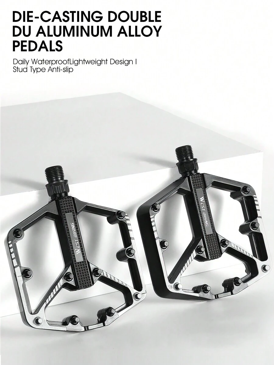 1pair West Biking Double Du Alloy Anti-Slip Bike Pedals For Mountain/Road Bicycles Cycling Accessory