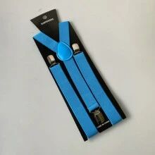 1pc Classic Solid Color 2.5cm Wide Y-Back Suspender Strap With Anti-Slip Adjustable Elastic Band & 3 Clips, For Men & Women's Wedding, Festivals, Cosplay, Street Dancing, Stage Performance, Parties, Halloween, Christmas, Magic Show, Graduation