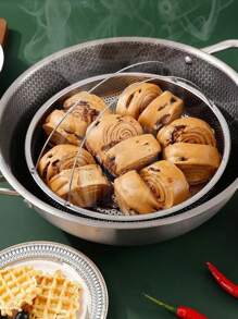 1 Miếng Thép không gỉ Giỏ hấp Đối với Nhà  Phòng bếp , Đa chức năng Giá thoát nước , Thích hợp Đối với Hấp Cơm , Rau , Bánh mỳ , Và Bánh bao - Bạc - Xem 10