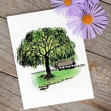 Big Tree Background Clear Stamp Making Card, DIY Photo Scrapbook Card Album, Pavilion Willow Background Scrapbook Rubber Stamp. - White - View 4