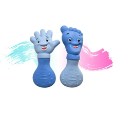 Kit Mordedor Pé e Mão Vila Toy | Azul ou Rosa | Estimulador de Dentição Suave - Azul - Visão 1