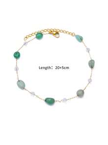 1 Miếng Boho Thời trang Màu xanh lá Đá tự nhiên Vòng chân Đối với phụ nữ Thép không gỉ vòng chân , Thích hợp Đối với bờ biển Kỳ nghỉ - Vàng - Xem 6