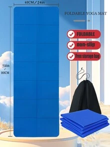 Foldable Yoga Mat Lightweight, And Easy To Store For Travel - Anti-Slip Folding Exercise Mat For Yoga, Pilates, Home Workouts, And Floor Exercises - Blue - View 3