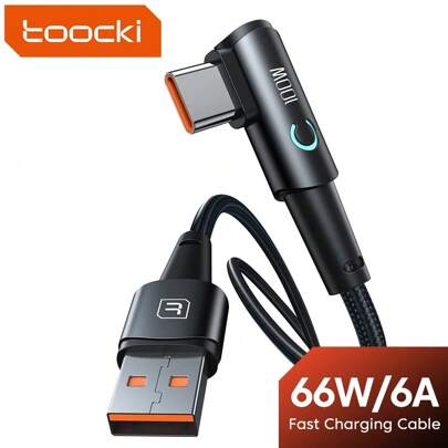 Toocki 100W USB Type C 手机数据线快速充电线适用于 13 12 Poco 充电器数据线兼容 16、16 Pro Max、15、15 Plus、15 Pro、15 Pro Max，兼容小米，兼容 OnePlus 90 度直角