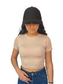 Blusa de color neutro con tela estreche - Beis - Ver 2