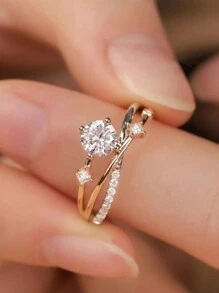 1 pièce Bague ajustable céleste en acier inoxydable pour femme
