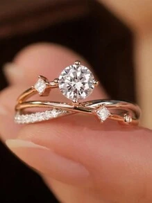 1 pièce Bague ajustable céleste en acier inoxydable pour femme