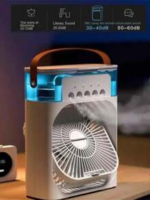 Mini Ar Condicionado Portátil Climatizador Circulador de Ar 3 Em 1 Mesa Sala Escritorio - Branco - Visão 2