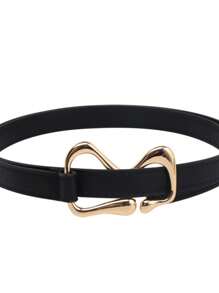 1pc Women Structured Buckle Fashionable Belt For Dress Decoration - Black - View 5