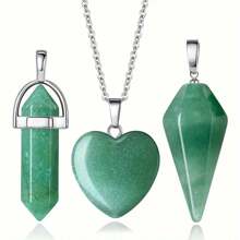 3 件裝治癒水晶玫瑰石英水晶吊墜項鍊 - 3pcs粉晶吊墜 - 查看 14