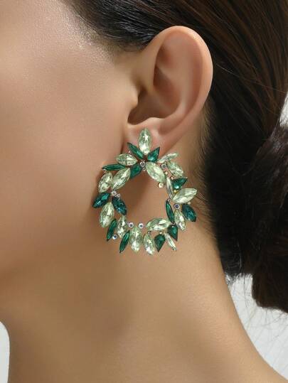 1pair Fashionable Elegant Geometric Circle Shaped Hollow Out Design Resin Decoration Party Earrings For Women