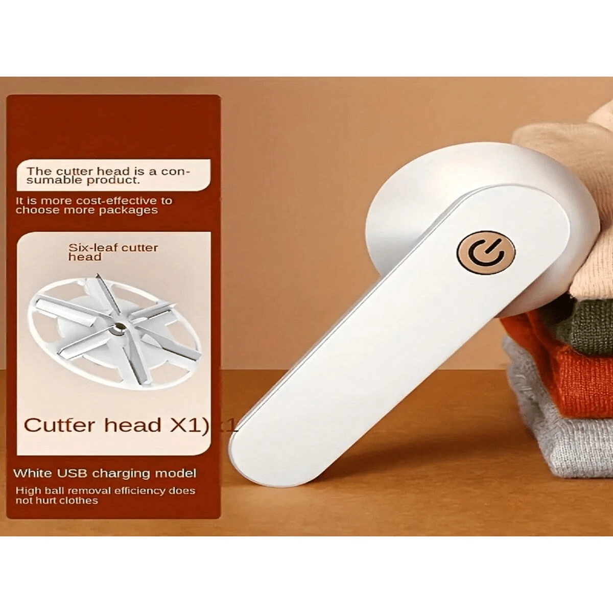 Rechargeable Fabric Shaver - Easily Remove Lint And Pilling From Clothes - White - View 1