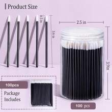 100 cọ thoa son bóng dùng một lần kèm 1 hộp đựng thay thế, cọ môi màu đen dùng cho son môi và son bóng, dụng cụ trang điểm dùng một lần, bộ dụng cụ làm đẹp, quà tặng kèm theo. - màu đen - Xem 2