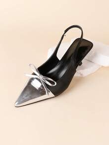 全新女士中跟凉鞋尖头低帮拼接鞋，银色 - 彩色 - 查看 8