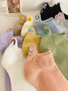 10pairs Spring/Summer Short Cartoon Embroidery Low Cut Women's Socks - Multicolor - View 5