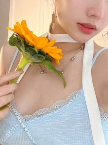 1 件装 夏季极简主义仿真丝围巾 辣妹窄版长飘带颈带 百搭领子 多功能围巾 围巾头巾、发带、头带 非常适合装扮你的造型 情人节 - 彩色 - 查看 8