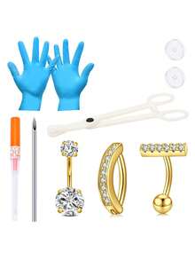CIZME 10PCS Belly Button Piercing Kit Belly Piercing Kit Navel Piercing Kit Bellybuttons Piercing Kit Piercing Kit Belly Button Belly Percinging Kit Belly Button Ring Belly Ring Navel Rings - Multicolor - View 11