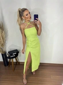 Women Dresses - Lime Green - View 2