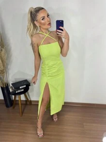 Women Dresses - Lime Green - View 3