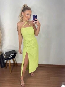 Women Dresses - Lime Green - View 1