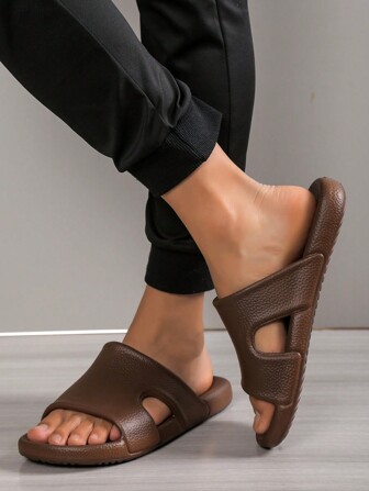 Jiajiale Men's Slippers, 2024 New Summer Leisure Solid Color Indoor-Outdoor Non-Clogging Home Bathroom Special Slippers, Anti-Slip And Anti-Odor, Thick Sole Elderly Travel Eva Slippers