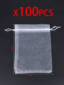 100pcs Simple Organza Drawstring Bags For Ring, Jewelry, Cosmetics Packaging And Storage - Organza Bag - View 10