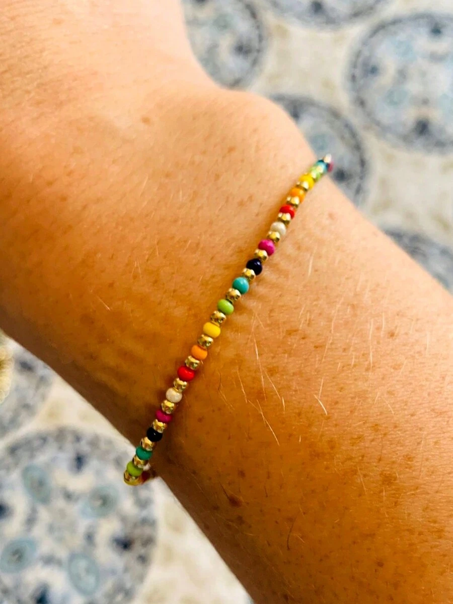 Vòng tay chuỗi hạt màu khối - Nhiều màu - Xem 1