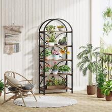 Tribesigns 5-Tier Open Bookshelf, 190cm Tall Arched Bookcase Shelf Storage Organizer, Industrial Book Rack With Metal Frame, Standing Display Rack For Bedroom, Living Room, Home Office, Rustic Brown - Brown - View 6