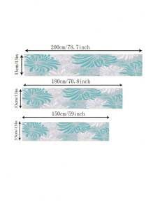 Aqua Chrysanthemum Flowers Linen Table Runners Dresser Scarves Table Decor Teal Green Table Runners Holiday Party Wedding Decorations - As Shown - View 2