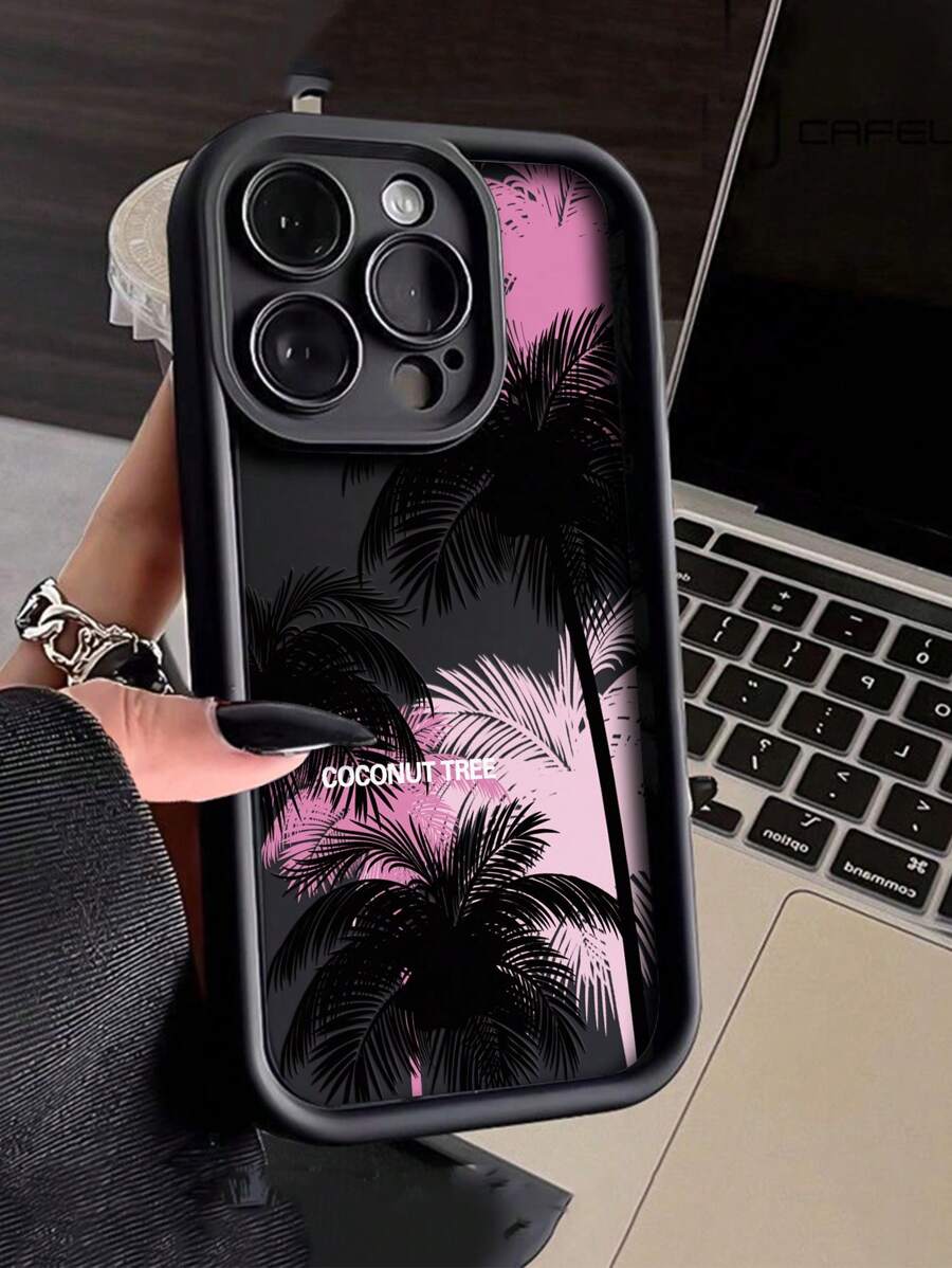 1pc Personalized Simple Palm Tree Design Thickened Shockproof Phone Case Compatible With IPhone 11/12/13/14/11pro/12pro/13pro/14pro/Xr/15/15pro/15promax, Compatible With Samsung Series,International Version, Not The Domestic Version
