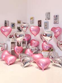 1 Stück/10 Stück 18-Zoll Herzförmige Folienballons, mit Helium aufgeblasene schwebende Ballons für Geburtstag, Hochzeit, Verlobung, Hochzeitsdekoration, Hochzeitszimmer Dekoration - Verschiedenfarbig - Übersicht 2