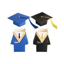 50Pcs Graduation Gown Grad Cap Favor Boxes Candy Boxes Graduation Chocolate Treat Sweet Biscuit Gift Candy Boxes For Graduation Ceremony Party Decor - Blue - View 6