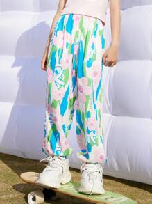 Annil Tween Girl Summer Wear Loose Feet Tie Quần chống muỗi mát mẻ - Hồng - Xem 1