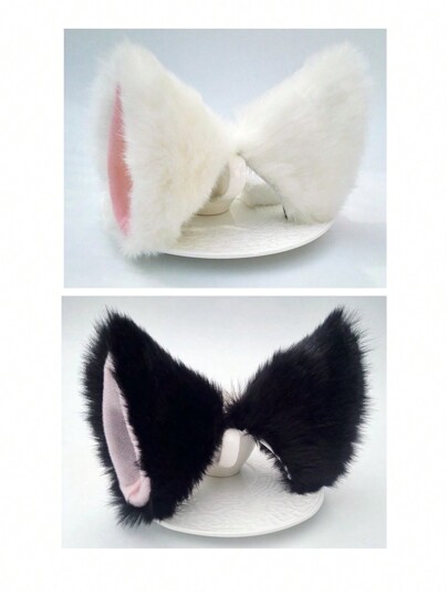 1pc Cute Plush Cat Ear Or Fox Ear Hair Clip For Cosplay Or Party Decoration Halloween Halloween Accessories