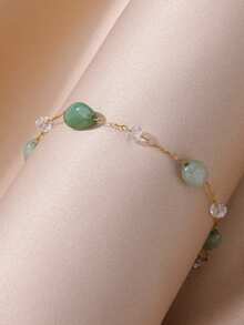 1 Miếng Boho Thời trang Màu xanh lá Đá tự nhiên Vòng chân Đối với phụ nữ Thép không gỉ vòng chân , Thích hợp Đối với bờ biển Kỳ nghỉ - Vàng - Xem 4