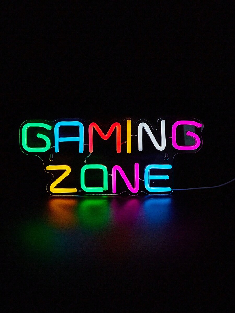 1pc GAMING ZONE LED Neon Sign Neon Signs For Wall And Table Decor Light
