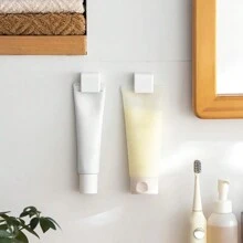 1/3 件套牙膏架，免钻壁挂式收纳夹，多用途浴室墙壁牙膏夹家居浴室装饰秋季装饰返校 - 白色 - 查看 4