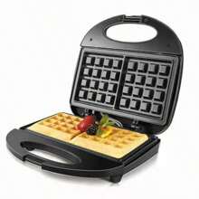 1pc Máquina para hacer waffles mini, plancha antiadherente para niños, panqueques, waffles, paninis, desayuno, almuerzo, merienda, máquina de cocina doméstica, diseño compacto, sándwiches, huevos, fácil de limpiar - Negro - Ver 1