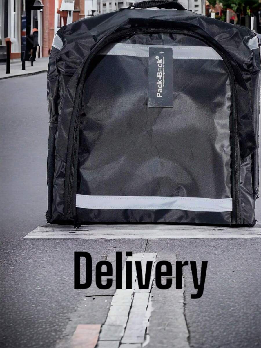 Mochila delivery para entrega de comida, pizza, a domicilio repartidor en motocicleta, bicicleta, térmica aislante 65 litros - Negro - Ver 1