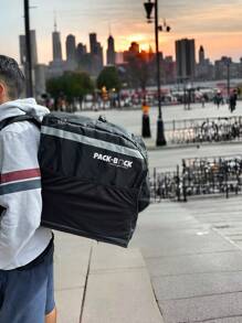 Mochila delivery para entrega de comida, pizza, a domicilio repartidor en motocicleta, bicicleta, térmica aislante 65 litros - Negro - Ver 3