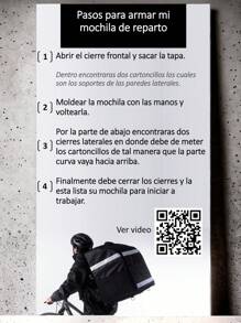 Mochila delivery para entrega de comida, pizza, a domicilio repartidor en motocicleta, bicicleta, térmica aislante 65 litros - Negro - Ver 6