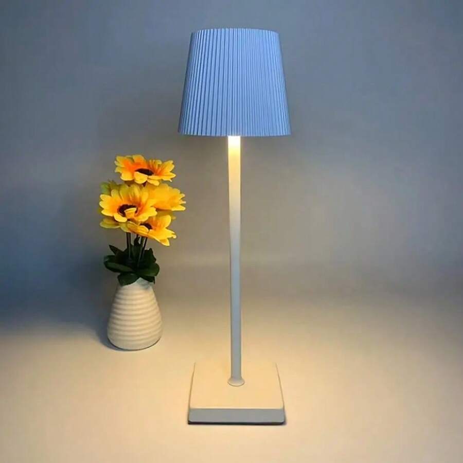 可充電無線檯燈,配有 Usb 充電線,錐形採用現代噴漆技術,可調整顏色和亮度,兩種高度,適用於飯店、家庭、戶外、餐廳 - 白色 - 查看 1