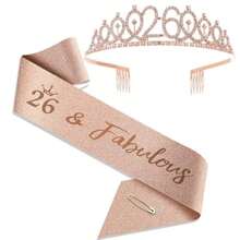 2 cái/bộ Golden Years Old 25-36th 1pc Vương miện pha lê Rhinestone + 1pc Khăn choàng Tiara Trang trí kỷ niệm sinh nhật Khăn choàng satin mừng sinh nhật Đồ dùng tiệc Băng đô cài tóc Lược chải tóc Nữ hoàng sinh nhật Băng đô cài tóc cho nữ - Nhiều màu - Xem 12